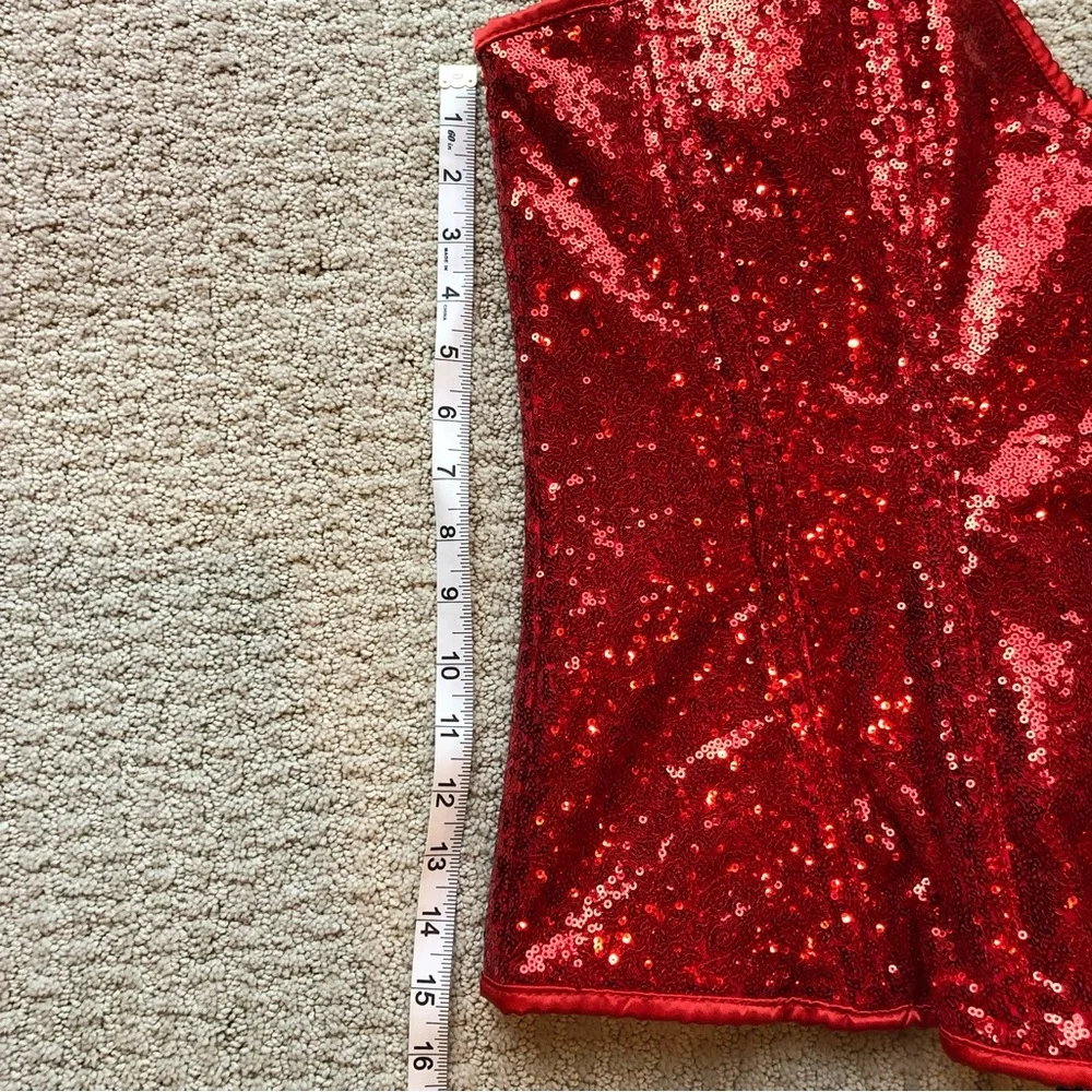 Top Drawer by Daisy Corsets Red Sequined Corset - Picture 8 of 10